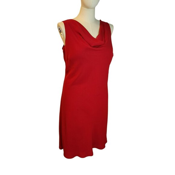 Simonton Says Dress 1X | Red Shift | Drape Neck | Sleeveless | Office to Cocktai - Picture 3 of 7